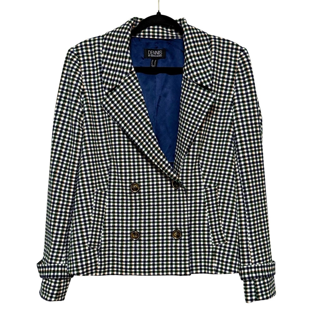 Dennis Basso Old Money‎ Houndstooth Blazer Jacket Women Size 12 Preppy Parisian